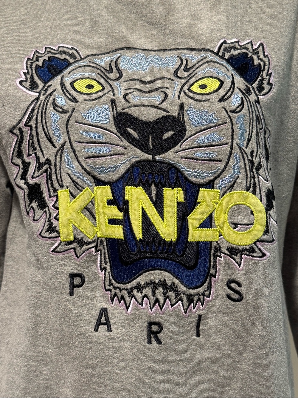 Kenzo Paris Tiger Embroidered Sweatshirt Grey Size Large - Picture 3 of 8